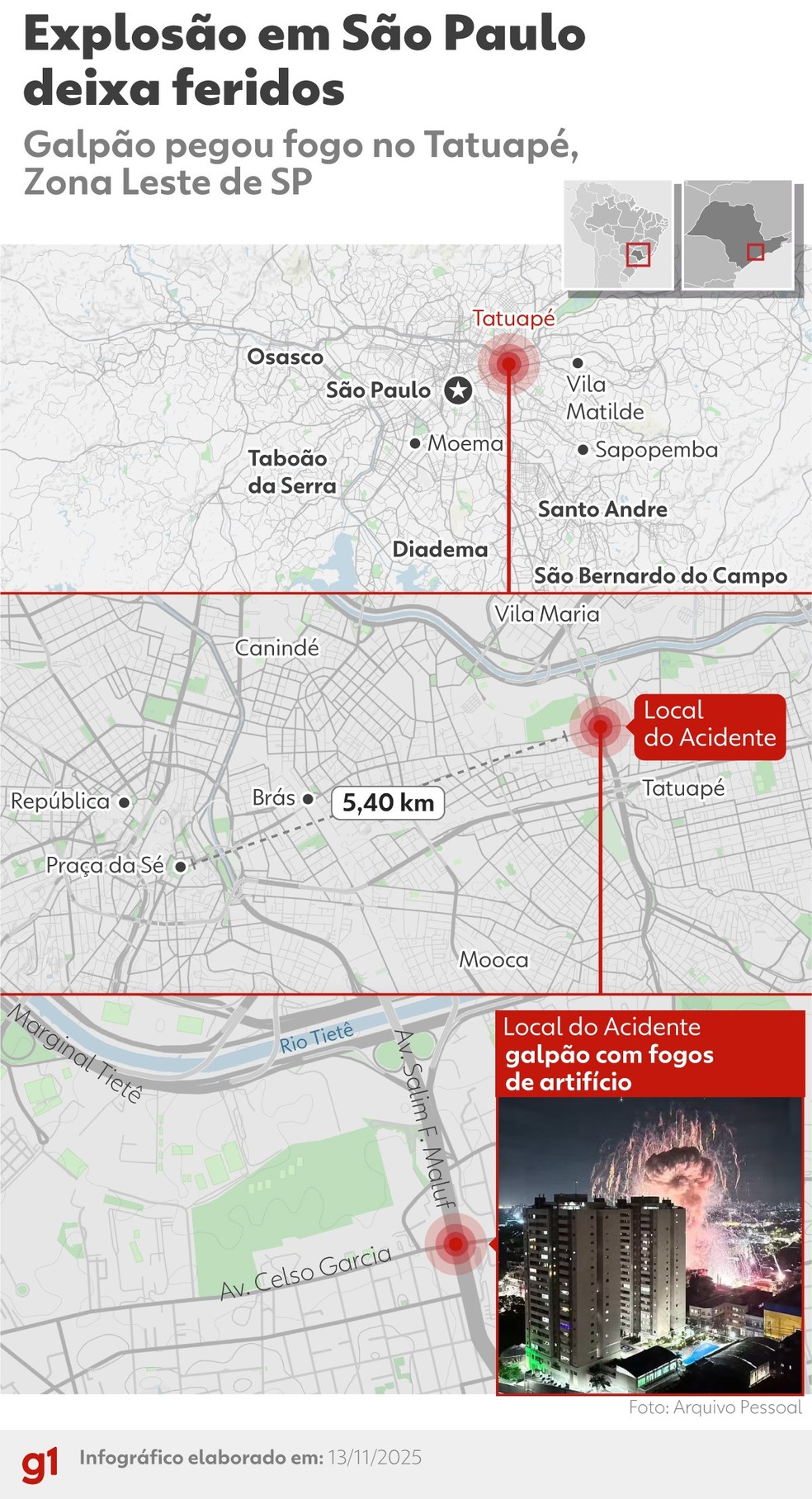 Explosão na Zona Leste de SP — Foto: Arte/g1