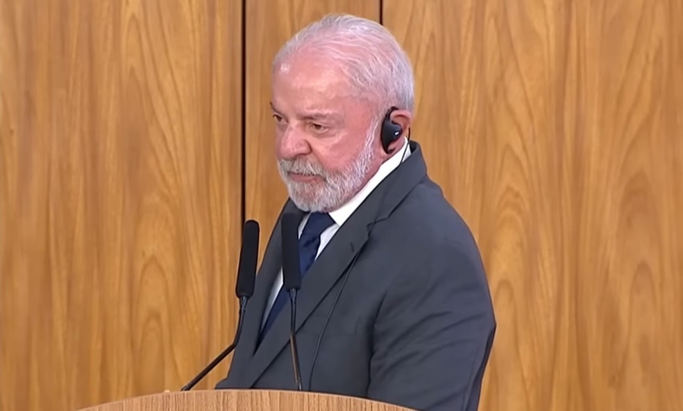 Lula em declaração durante visita de Estado do presidente da África do Sul, Cyril Ramaphosa. — Foto: Reprodução/Canal Gov