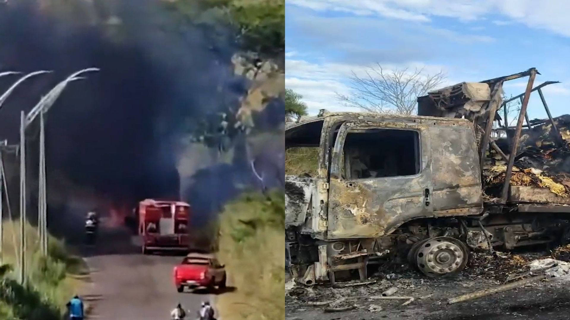 Caminhão com carga de panificação pega fogo na estrada de acesso a Davinópolis, no MA