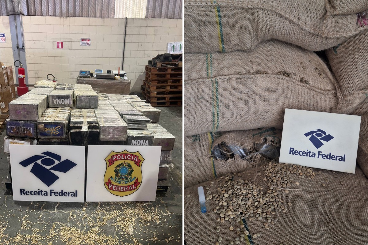 Receita Federal apreende mais 800 kg de cocaína em carregamento de café no Porto de Santos, SP