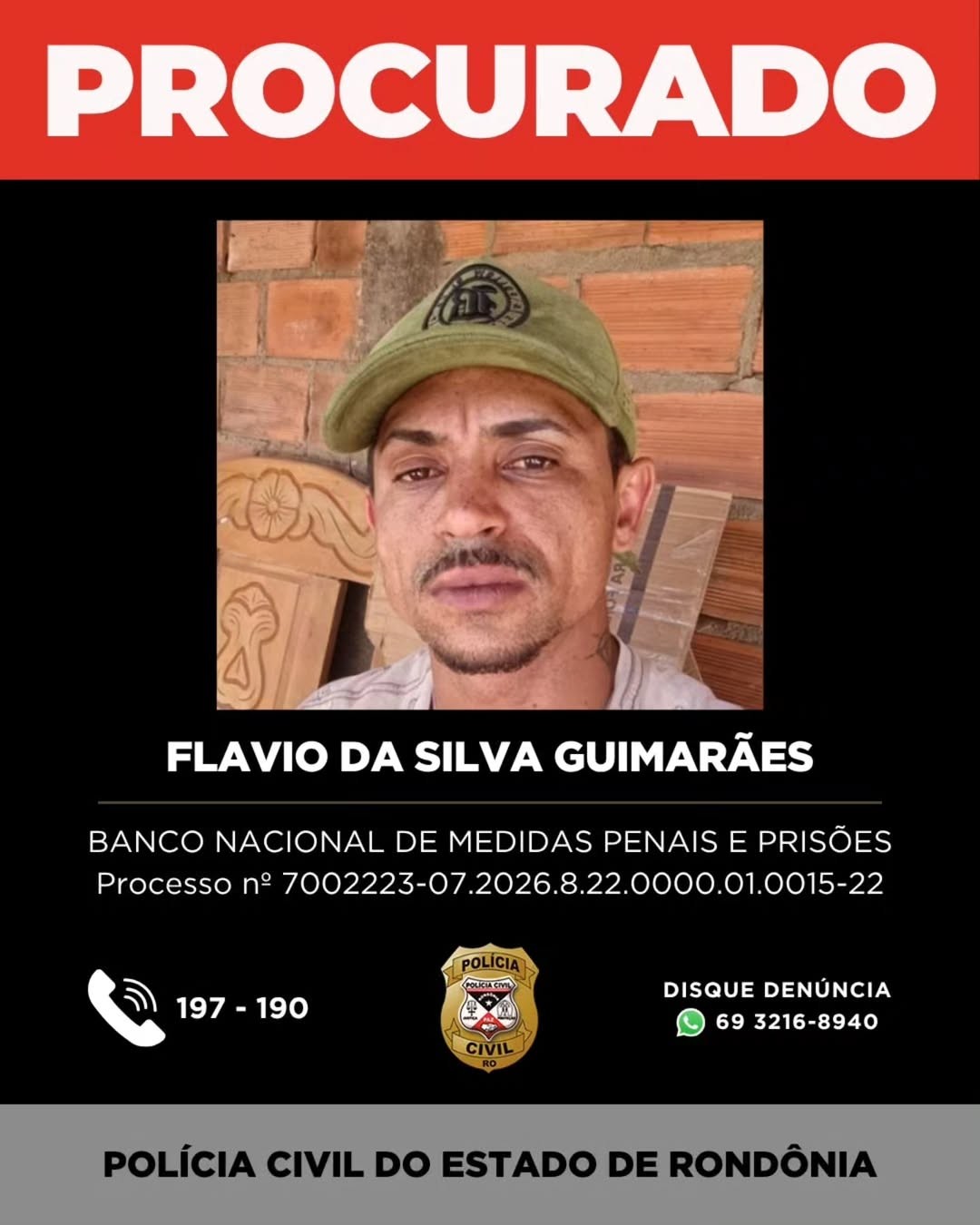 Flávio da Silva Guimarães — Foto: Reprodução/ Polícia Civil de Rondônia