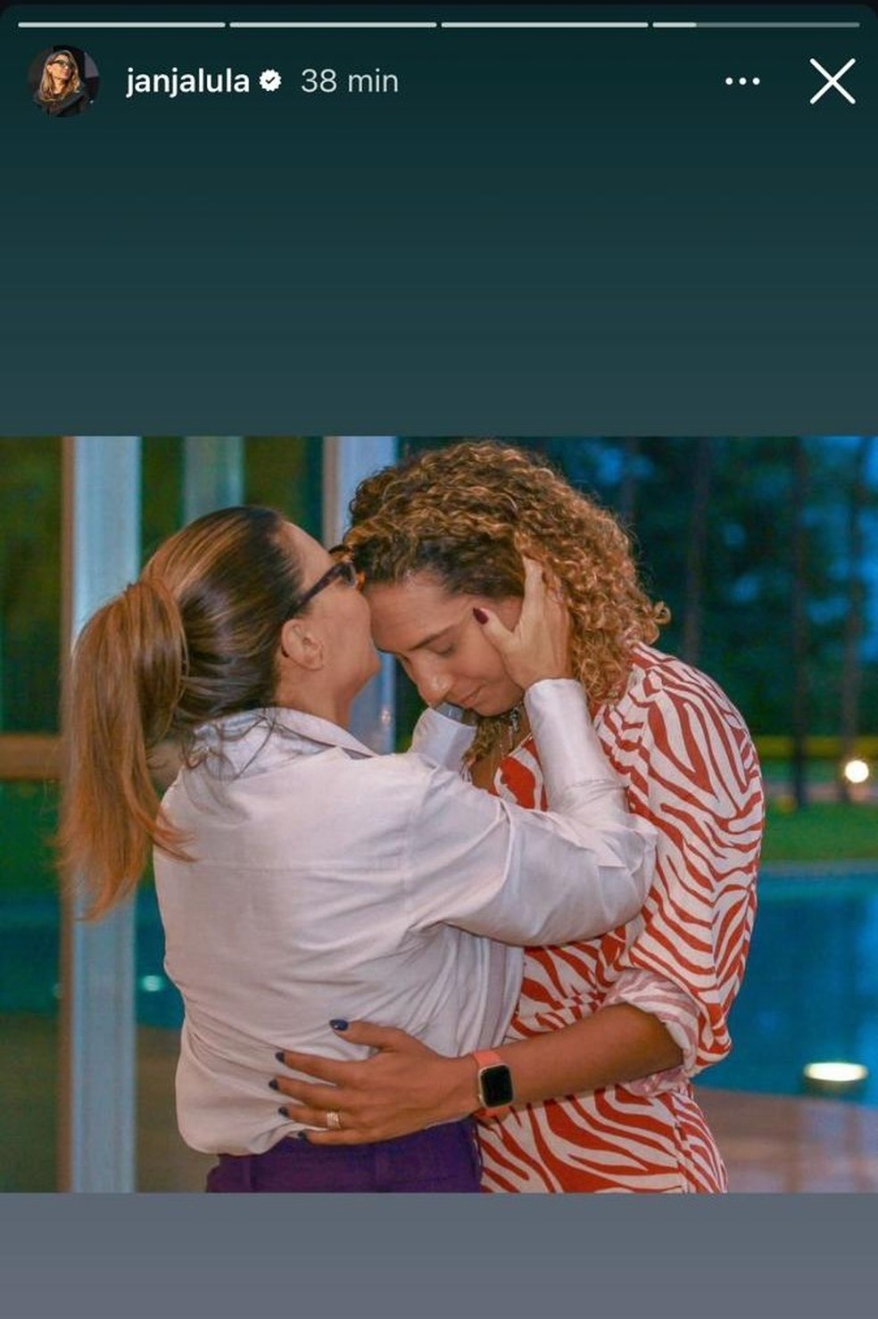 Janja fez publicação com foto de Anielle após divulgação de denúncias. — Foto: Reprodução