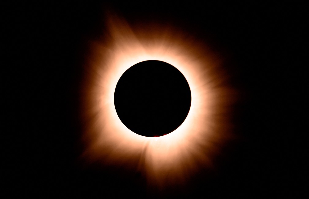 Eclipse solar total visto em Bloomington, Indiana. nos EUA — Foto: Josh Edelson/AFP