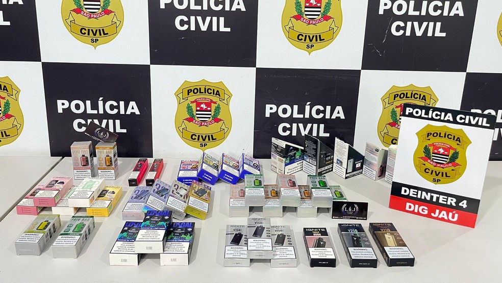 Ações policiais apreendem cigarros eletrônicos, remédios irregulares e bebidas falsificadas no interior de SP — Foto: Polícia Civil/Divulgação