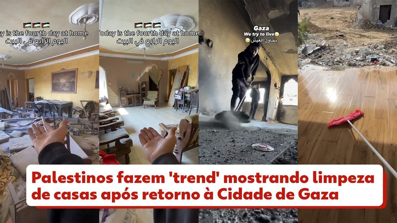 Em 'trends', palestinos mostram limpeza de casas após retorno à Cidade de Gaza; ASSISTA