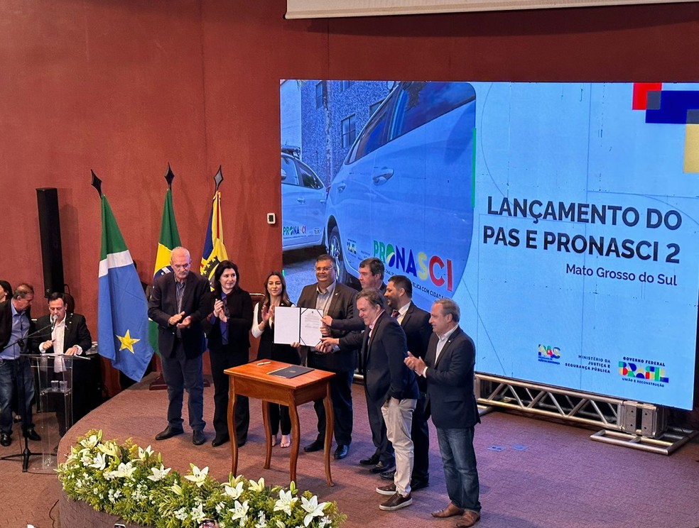 Ministro Flávio Dino veio a Mato Grosso do Sul para lançamento de programas nacionais. — Foto: José Câmara/g1