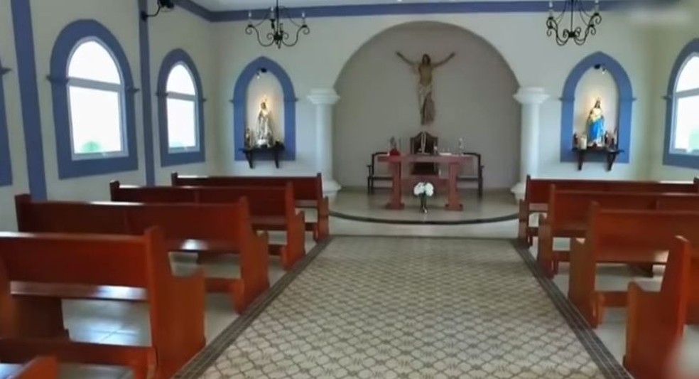 Capela que fica localizada dentro da mansão do cantor Daniel, em Brotas (SP) — Foto: Reprodução/ redes sociais