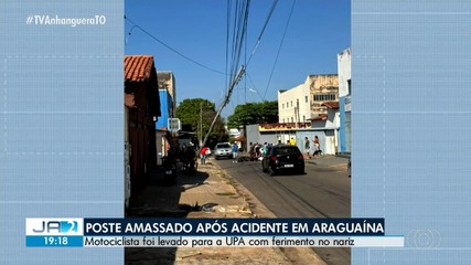 Poste é atingido após acidente em Araguaína