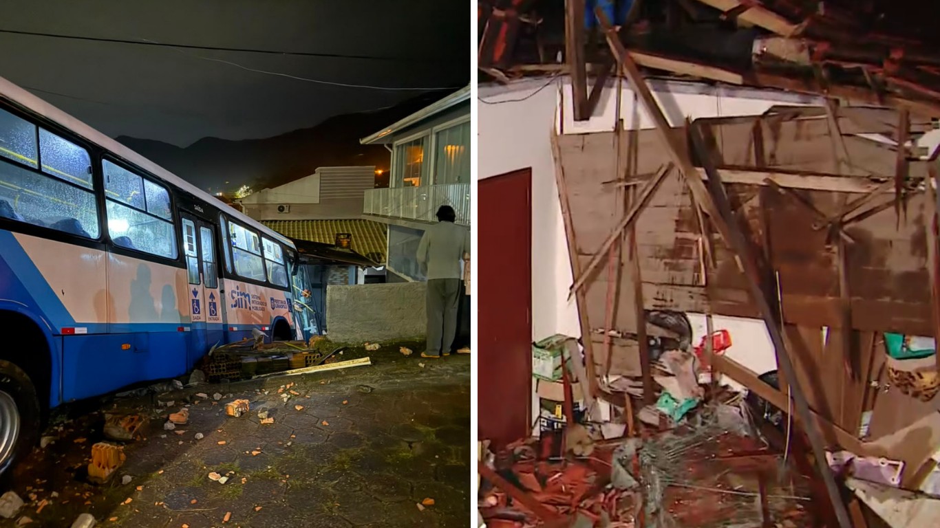 Ônibus invade e destrói casa após perder o controle em Florianópolis; cão da família morreu: 'Filme de terror'