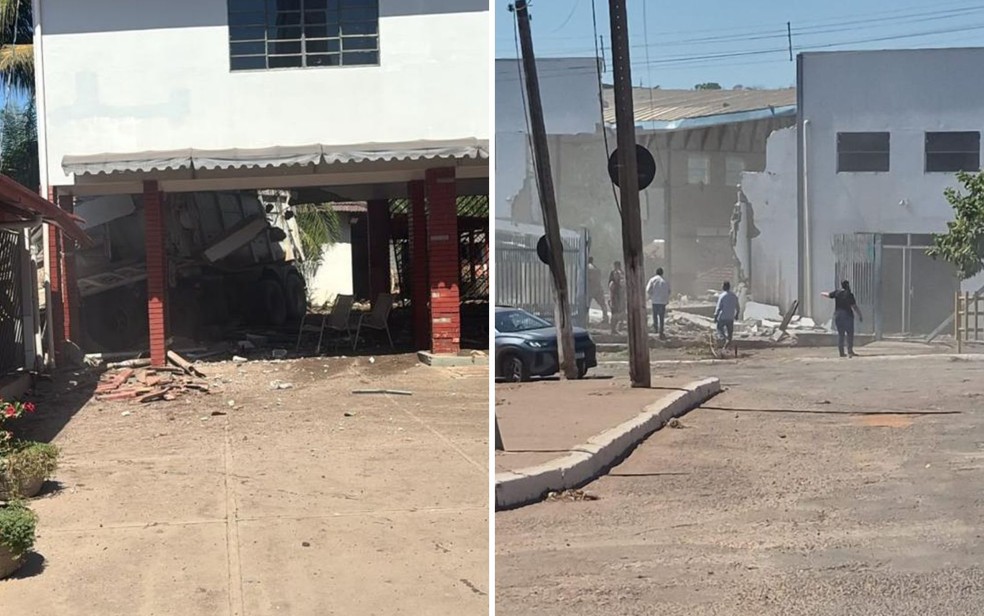 Caminhão mata duas pessoas ao invadir salão paroquial de igreja em Goiás — Foto: Divulgação/Corpo de Bombeiros