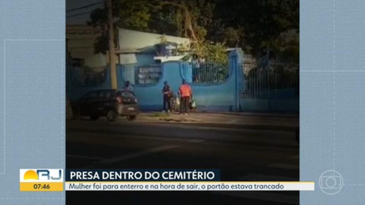 Mulher vai a enterro e acaba presa em cemitério de São Gonçalo; VÍDEO