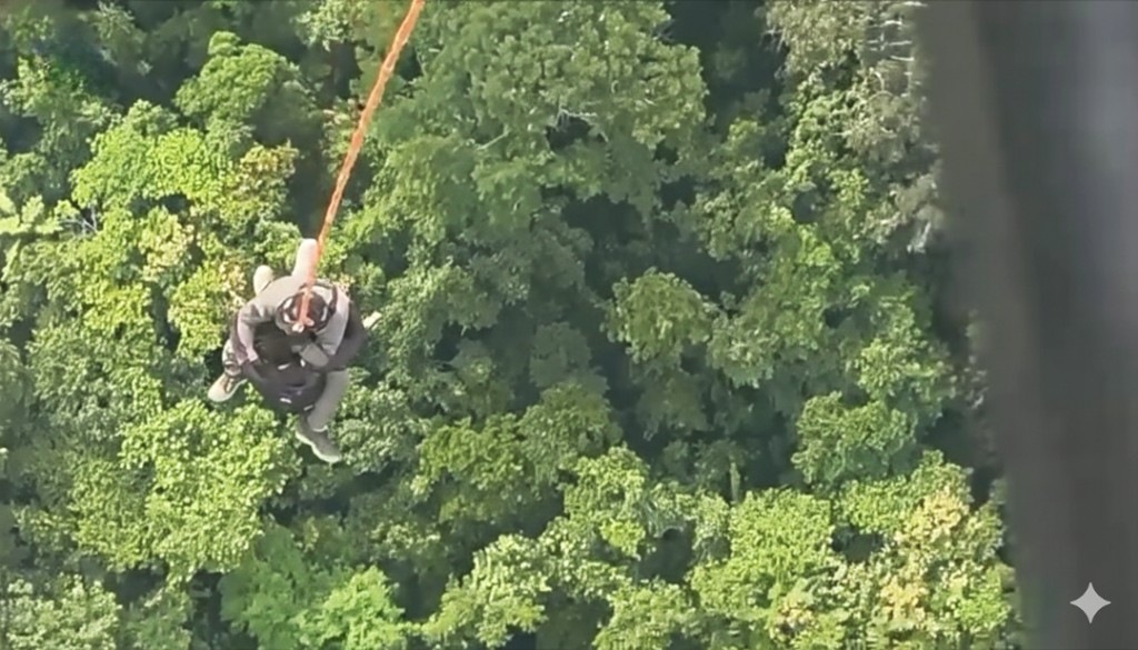Jovem perdido há 3 dias na Floresta Amazônica é resgatado de helicóptero em MT; VÍDEO