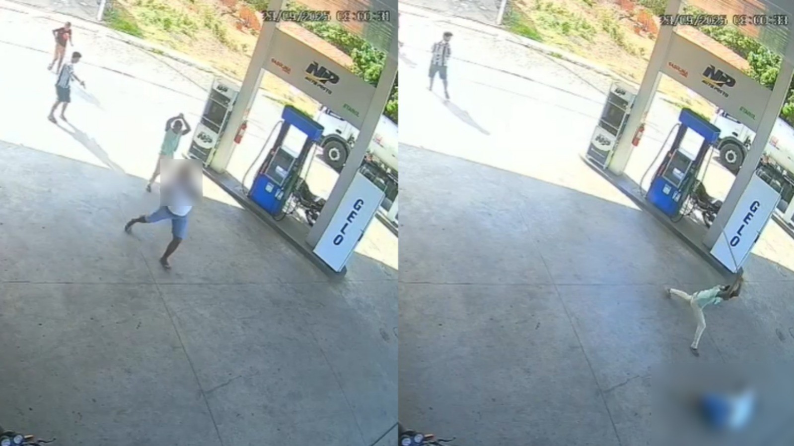 Vídeo: Homem é baleado e agredido com pedaço de madeira durante briga em posto de combustível; suspeito é preso