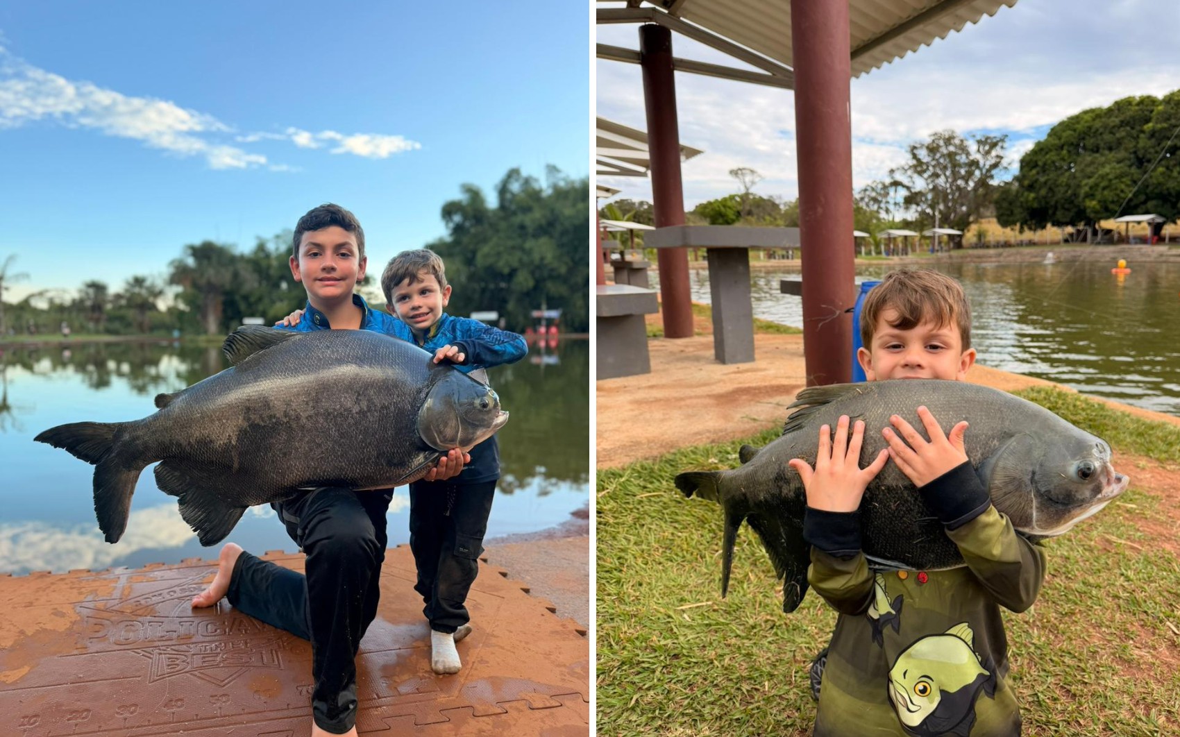 Irmãos goianos de 4 e 12 anos impressionam ao pescar peixes de até 130 kg