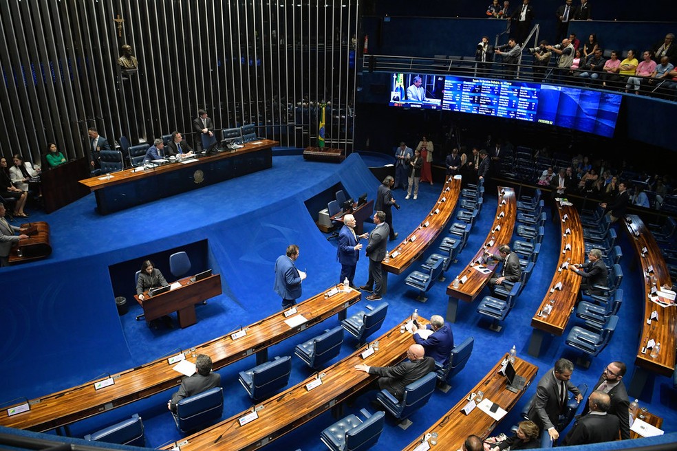 Plenário do Senado Federal durante sessão deliberativa ordinária. — Foto: Jonas Pereira/Agência Senado