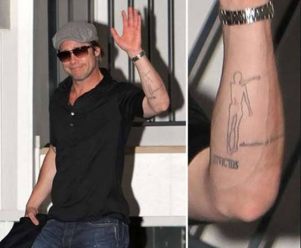 Brad Pitt tem uma tatuagem inspirada na silhueta de Ötzi — Foto: Reprodução