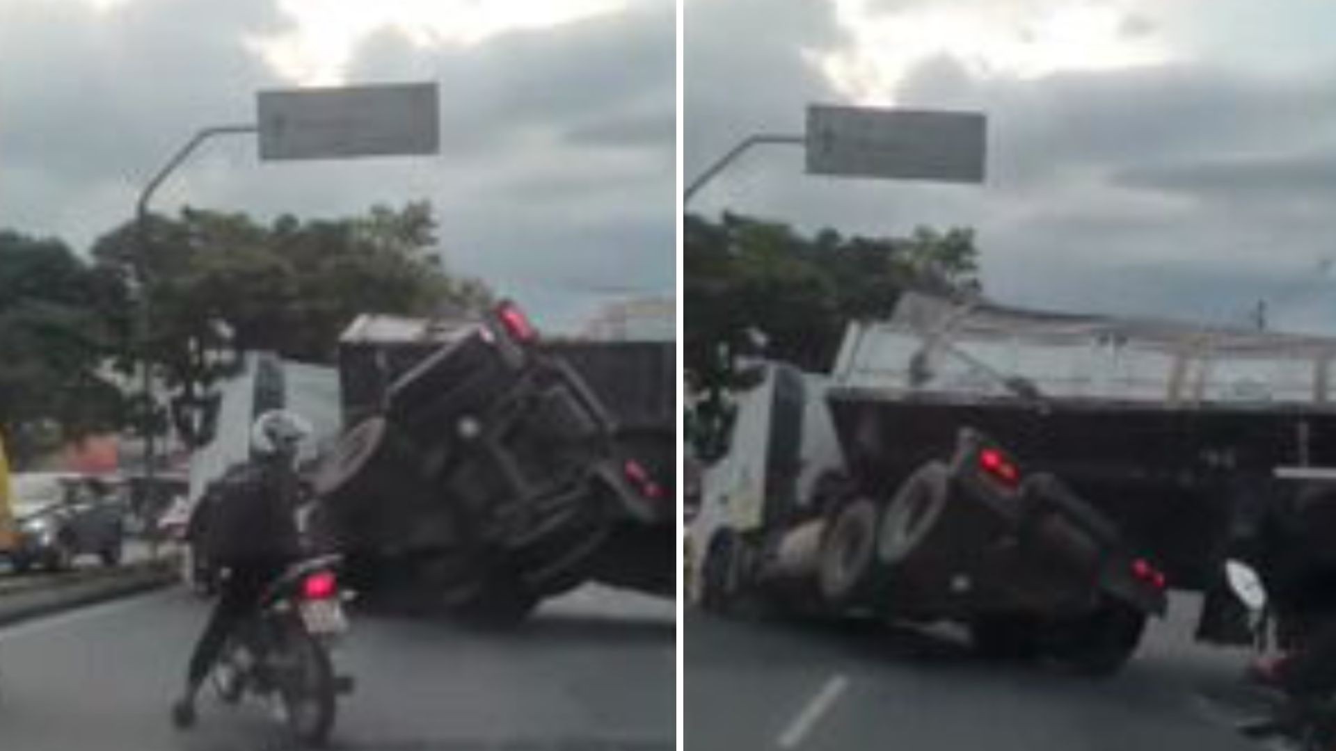 Vídeo mostra momento em que carreta tomba na Avenida Amazonas, em BH