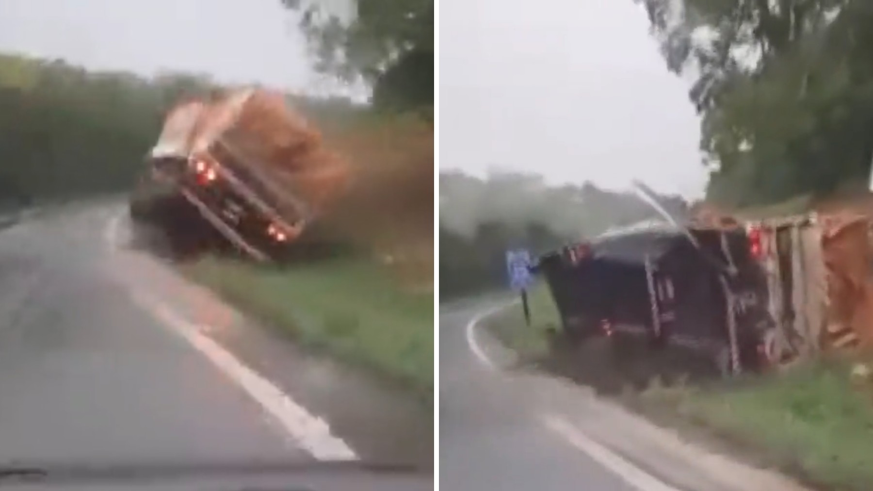 VÍDEO: motorista bêbado tomba caminhão ao pegar celular para responder a esposa enquanto dirigia no Paraná, diz polícia