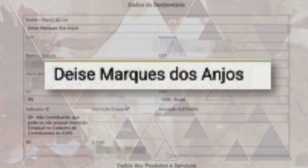 Destaque com o nome de suspeita em documento encontrado pela Polícia Civil — Foto: Reprodução/RBS TV