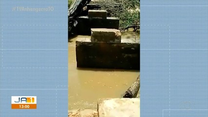 Moradores de Paranã reclamam de situação de ponte após chuva danificar estrutura