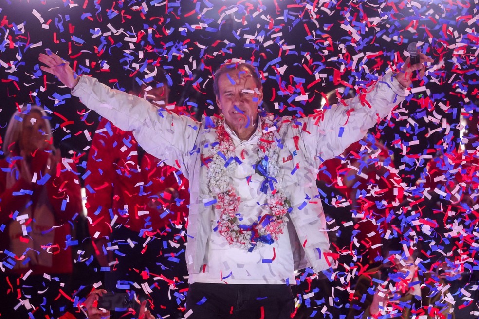 O ex-presidente da Bolívia e candidato opositor Jorge Quiroga, durante ato de campanha em 13 de agosto de 2025. — Foto: Pilar Olivares/ Reuters