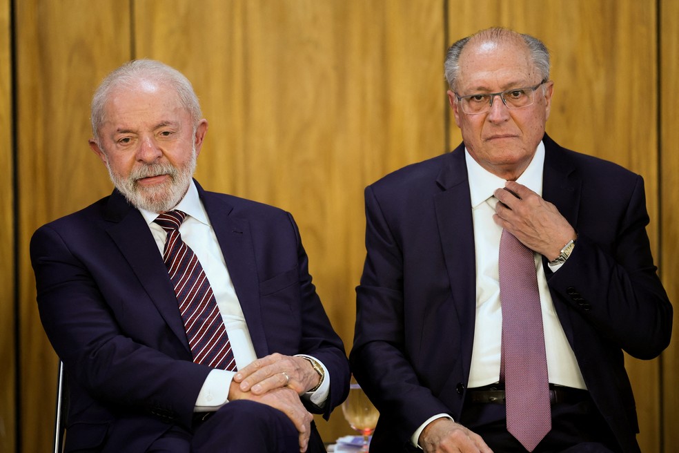 Lula e Alckmin no Planalto, em Brasília, em 28 de julho de 2025. — Foto: Wilton Junior/Estadão Conteúdo