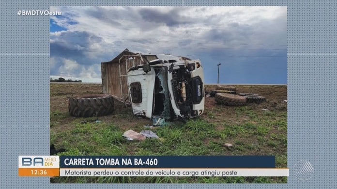 Motorista perde o controle e caminhão baú tomba no trevo do Novo Prado -  Bahia ExtremoSul