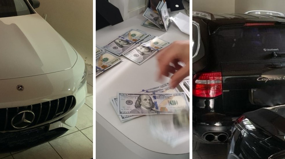 Carros e dinheiro foram apreendidos pela PF em SC — Foto: PF/ Divulgação