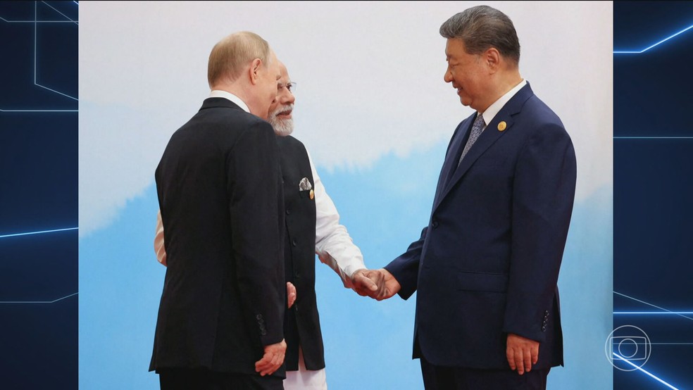 Encontro na China reforça as alianças contra a dependência e a influência dos Estados Unidos — Foto: Reprodução/TV Globo