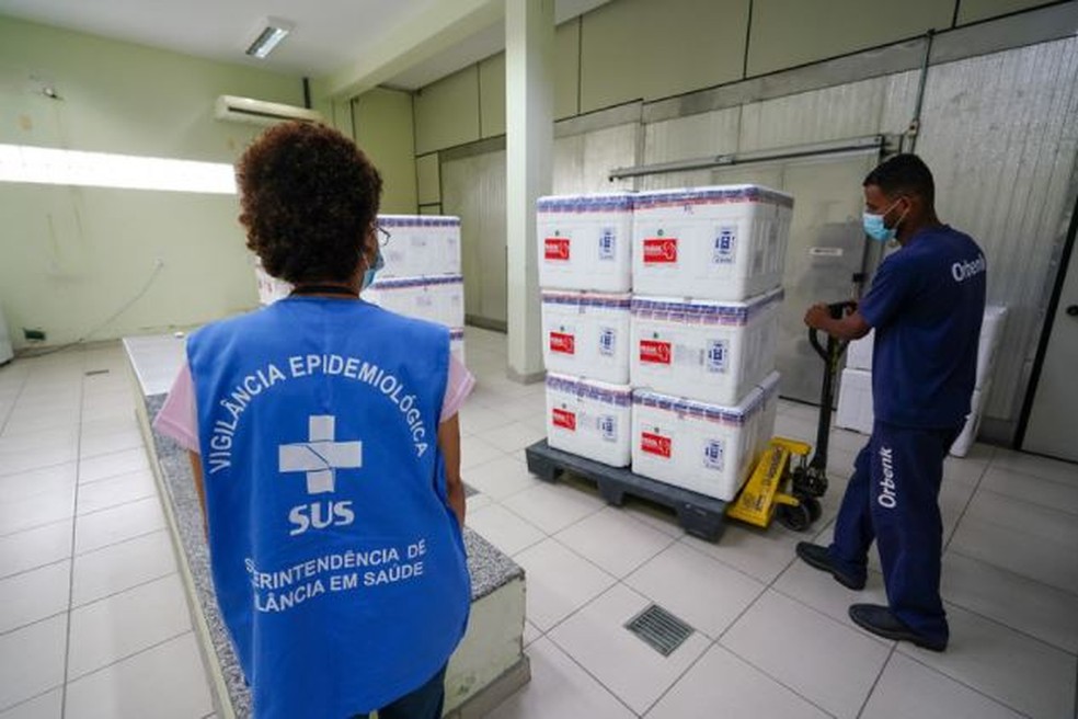 Chegada do primeiro lote das vacinas em Santa Catarina — Foto: Arquivo/Ricardo Wolffenbüttel/ Secom