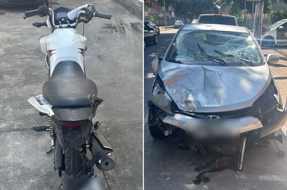 Veículos onde estavam vítima e atropelador; carro de Alberto ficou destruído — Foto: Reprodução