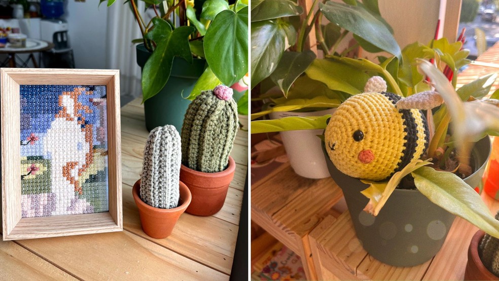 Crochê, bordado e ‘Bobbie Goodies’:  hobbies analógicos ganham adeptos no interior de SP — Foto: Natália Nogueira/Arquivo Pessoal