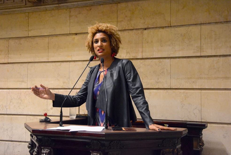Marielle Franco em imagem de fevereiro de 2017 — Foto: Renan Olaz/Câmara Municipal do Rio de Janeiro/AFP/Arquivo