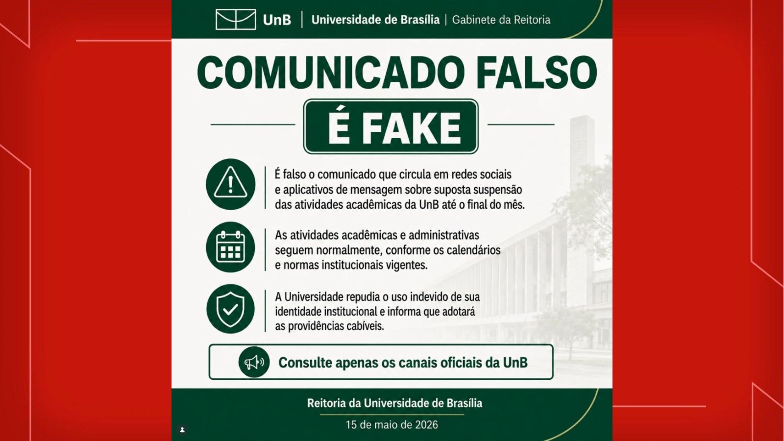 UnB desmente comunicado que suspendia aulas devido ao fim do namoro entre Virginia Fonseca e Vini Jr
