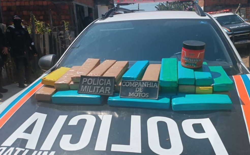 Polícia apreendeu cerca de 20 kg de maconha em uma área de mangue no Bairro Parque Soledade, em Caucaia. — Foto: Polícia Militar/ Divulgação