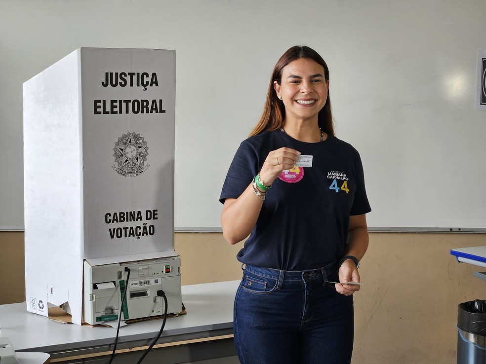 Mariana Carvalho votando em Porto Velho - 2º turno — Foto: Marcelo Moreira/Rede Amazônica