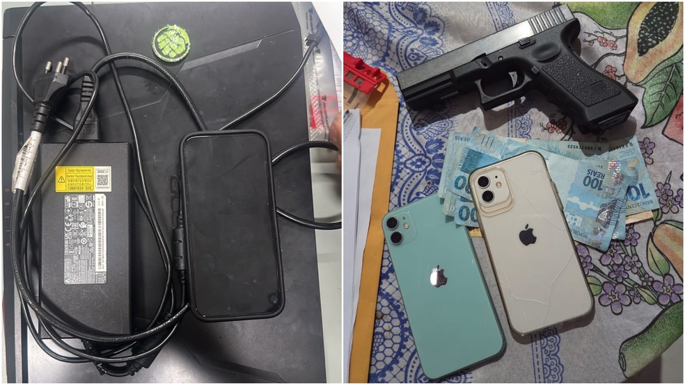 Agentes apreenderam computadores, dinheiro, uma arma e outros objetos durante o cumprimento dos mandados de busca e apreensão. — Foto: Polícia Civil/ Divulgação