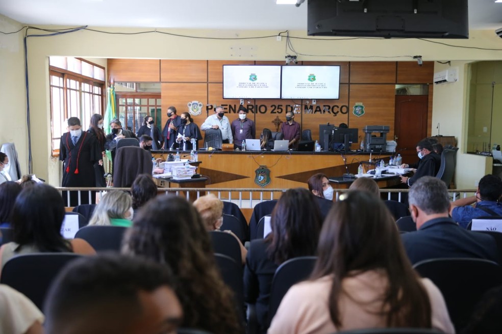 Condenação de ex-policial militar aconteceu no Tribunal do Júri da Vara Única da Comarca de Paracuru. — Foto: Fabiane de Paula