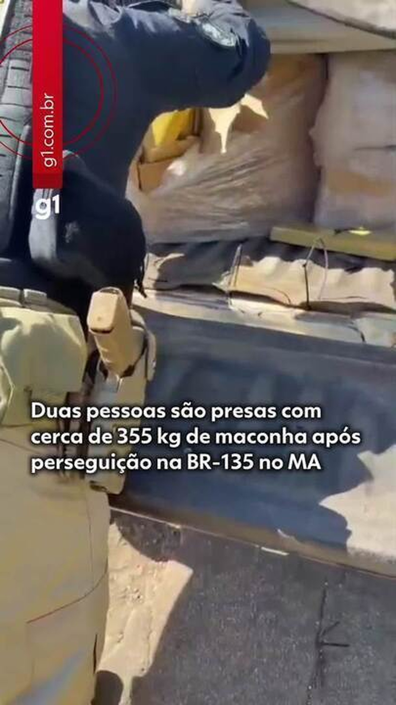 Duas pessoas são presas com cerca de 355 kg de maconha após perseguição na BR-135 no MA