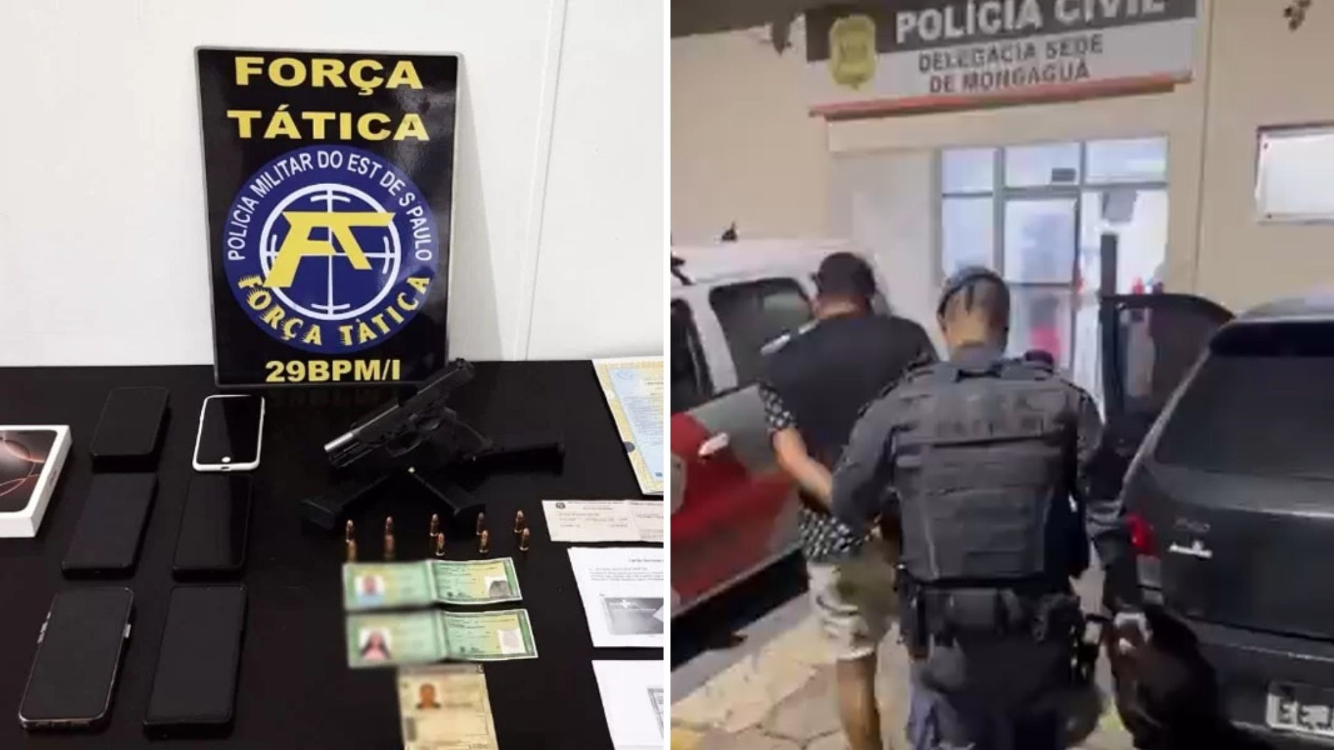 Foragido ligado a facção criminosa é preso no litoral de SP com documento falso e pistola carregada