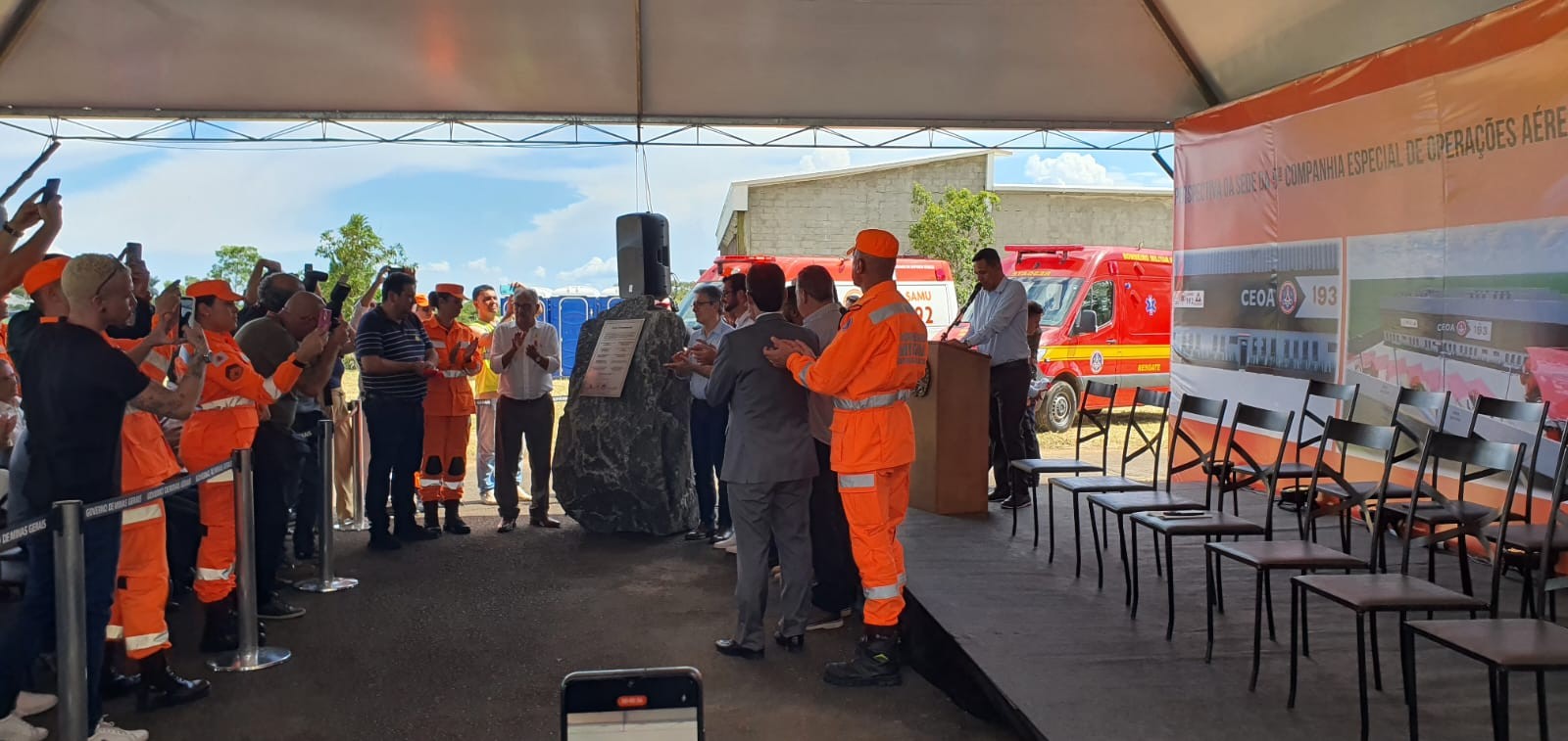 Base para resgate aéreo do Samu e dos Bombeiros tem pedra fundamental lançada em Juiz de Fora