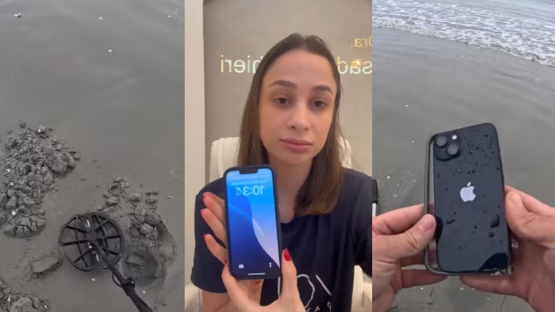 iPhone de paranaense encontrado na praia ficou três dias enterrado até ser achado por 'caçador de tesouros': 'Pensei que nunca mais ia achar'