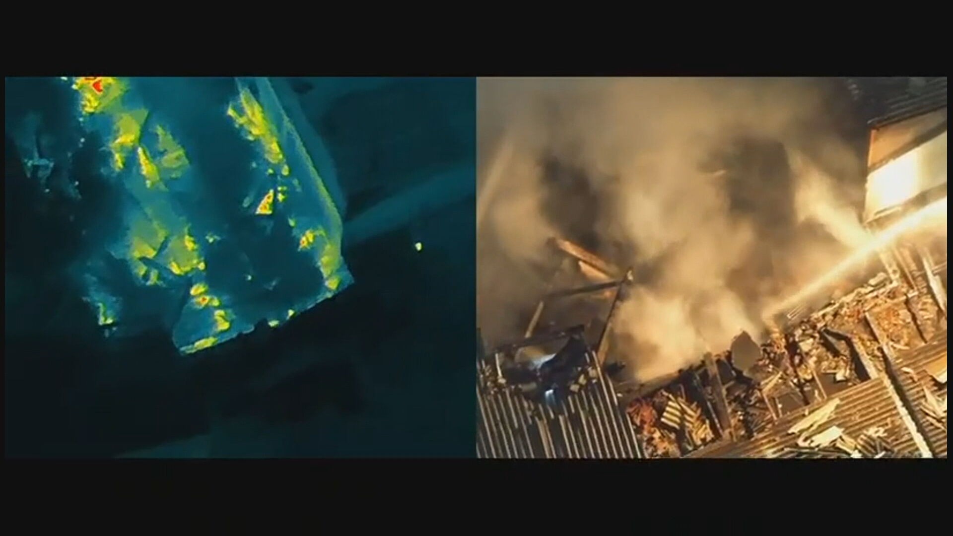 Combate a incêndio em Ramos vai continuar durante a madrugada; veja imagens de drone térmico dos bombeiros