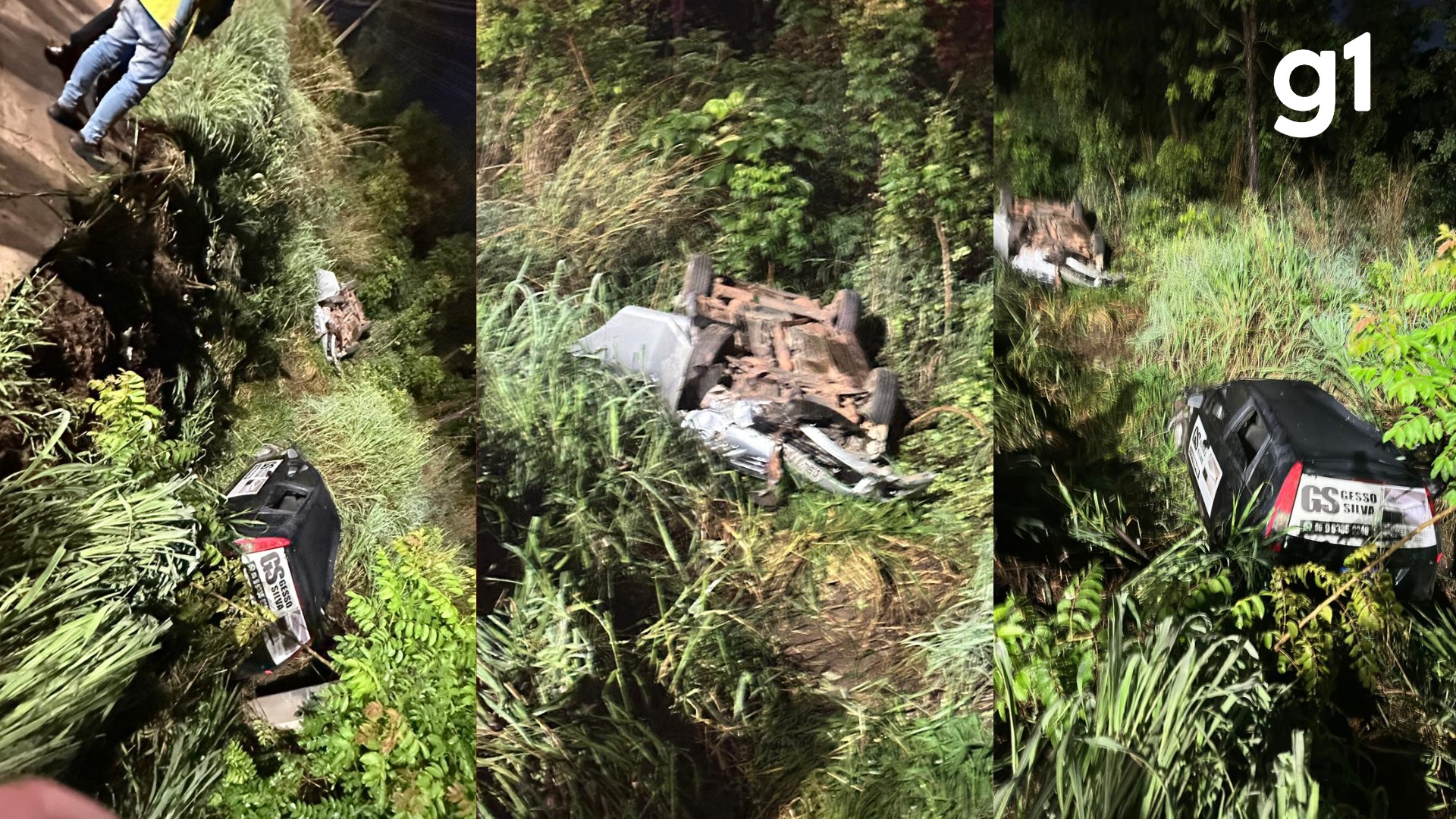 Nove pessoas ficam feridas após carros caírem em ribanceira em MT 