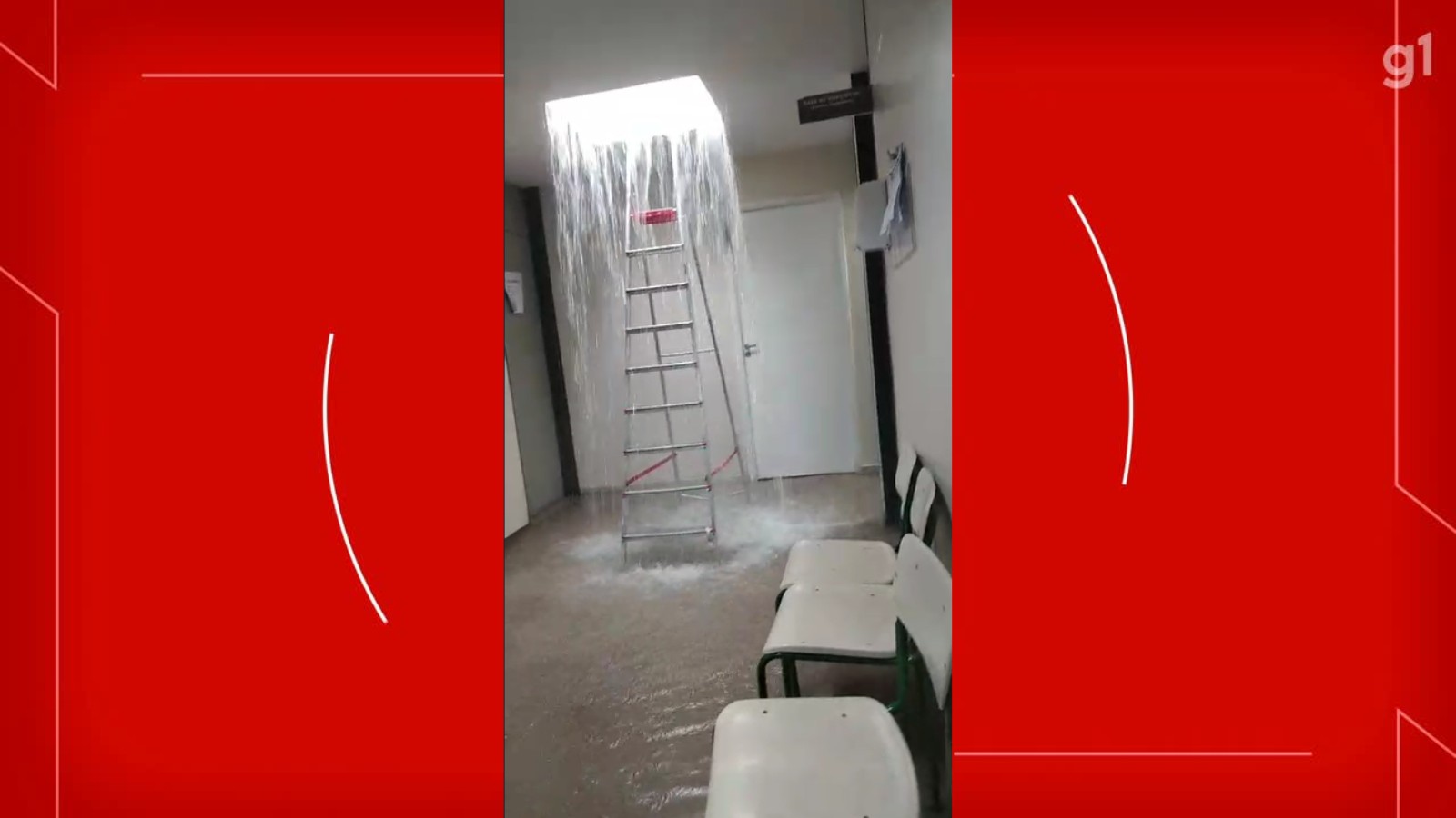 Água desce por luminária e inunda Policlínica em São Sebastião após chuvas no DF; é o segundo caso só em dezembro