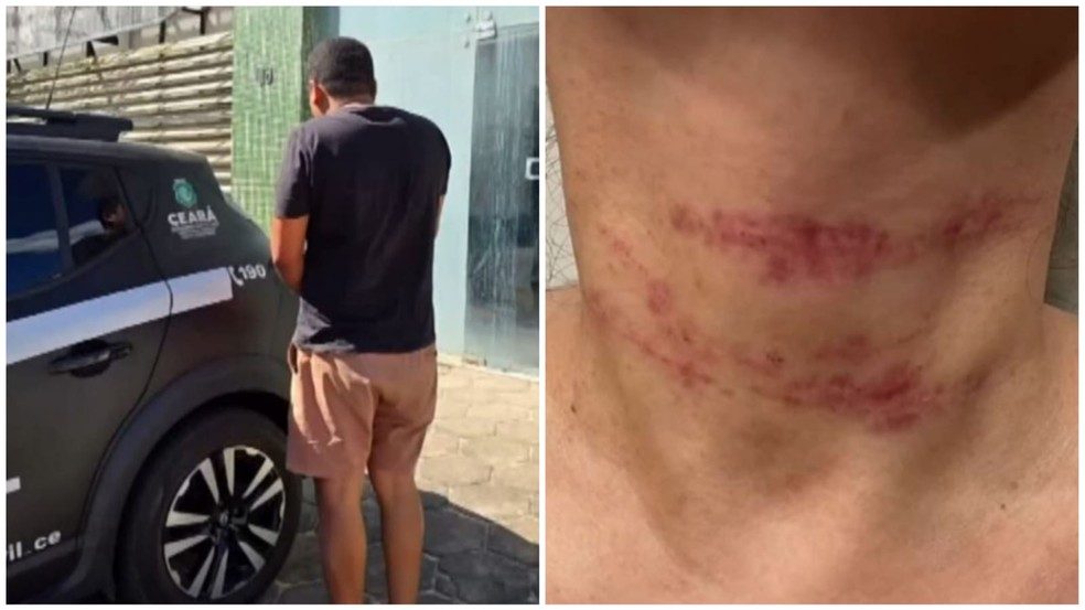 Homem é preso após tentar enforcar ex-companheira em Guaraciaba do Norte, no interior do Ceará. — Foto: Reprodução