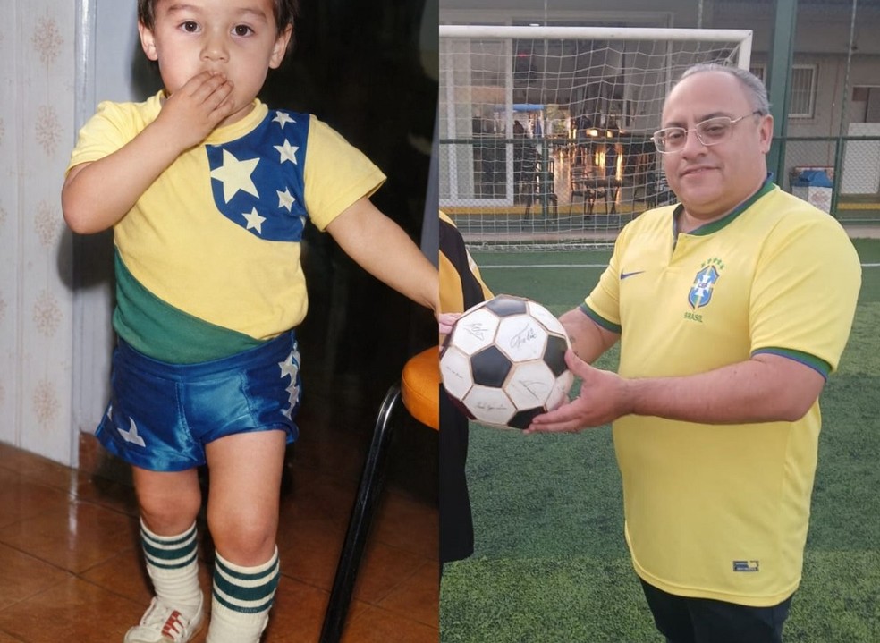 1 de 4
Diretor do Museu de Jaú exibe uma bola autografada por campeões da Copa de 1970 — Foto: Arquivo Pessoal
