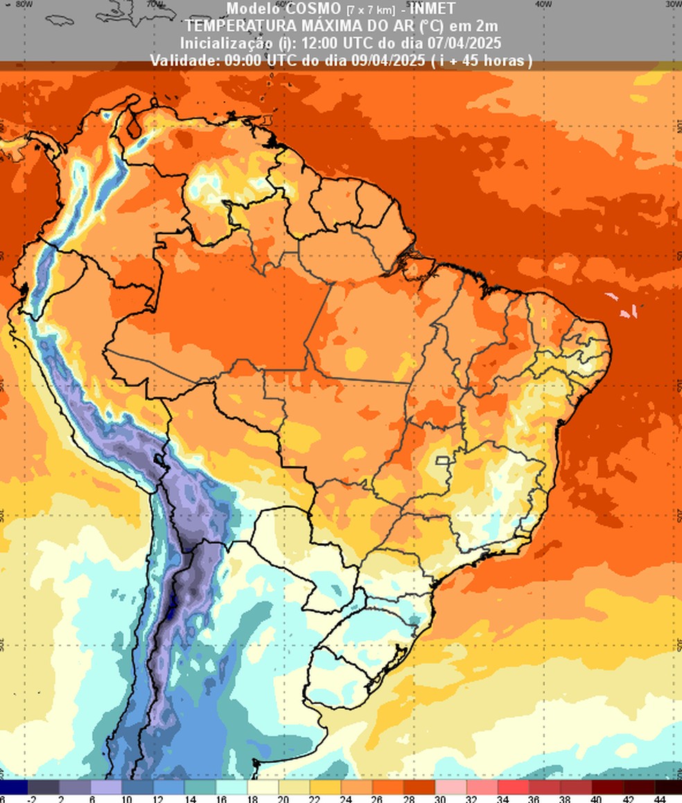 Temperaturas devem subir aos poucos ao longo dos próximos dias. — Foto: Inmet
