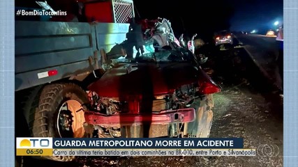 Guarda metropolitano morre em acidente na BR-010, entre Porto e Silvanópolis