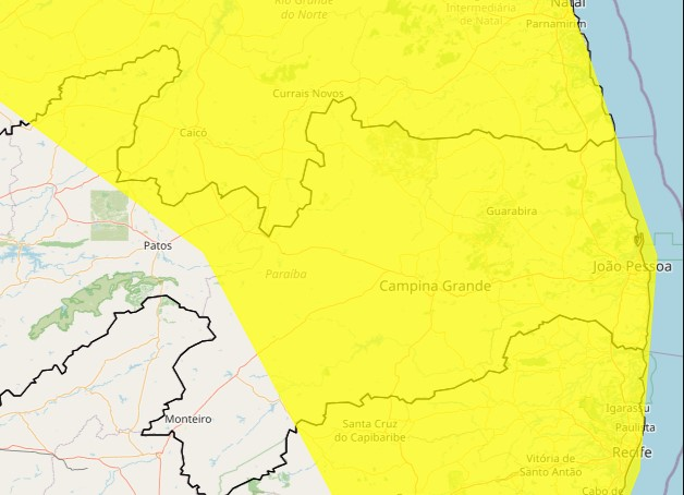Inmet emite alerta de chuvas intensas para João Pessoa e mais para 148 municípios